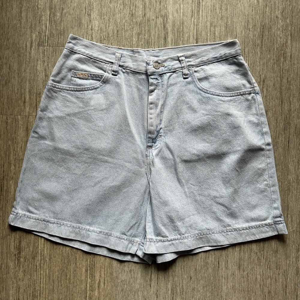 ✨ Vintage Riders Light Wash High Waist Wide Leg Cotton Denim Mom Shorts Size 16